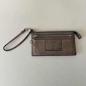 COACH Poppy Collection Metallic Silver Zip Wallet Wristlet